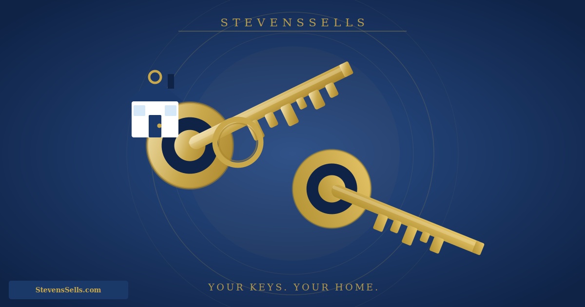 Illustration of a set of house keys resting in an open front door